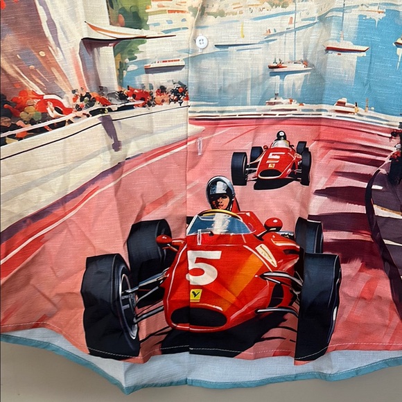 Men's Blue and Red Racing Graphic Shirt - Picture 4 of 8